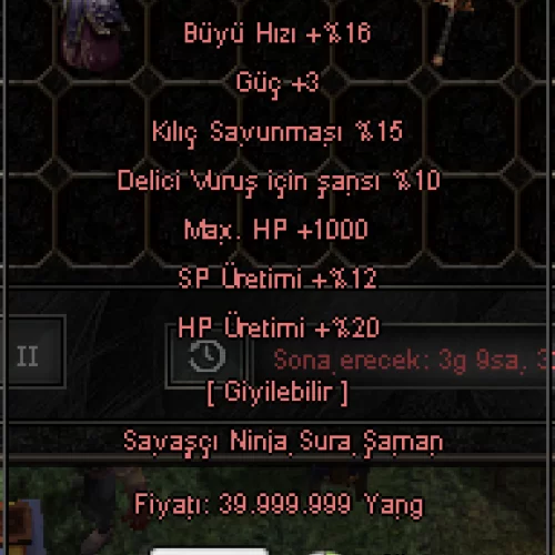  1K HP - 10 DELICI - 15 KILIC +6 BEYAZ ALTIN KOLYE